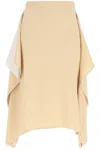 Burberry Double Pure Silk Midi Skirt With Contrast Interior And Draped Panels For Women In Neutrals
