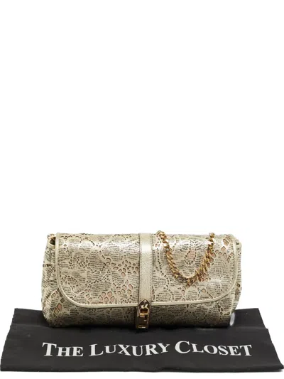 Pre-owned Burberry Theia Laser-cut Chain Clutch Bag In Gold
