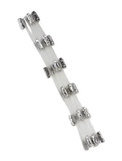 Pre-owned Burberry Thermoplastic, Thread, & Crystal Transparent Net Arm Cuff Bracelet, 7" In Clear/grey