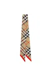 Burberry Classic Check Mulberry Silk Scarf In Beige