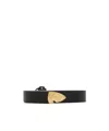 Burberry Thin Leather B Shield End Belt In Black