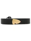 Burberry Thin Leather B Shield End Belt In Black