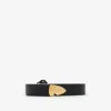 Burberry Thin Leather B Shield End Belt In Black