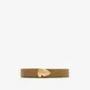 Burberry Thin Leather B Shield End Belt In Shrew