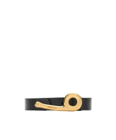 Burberry Thin Leather Bridle Belt In Black