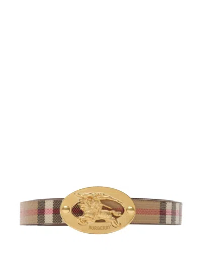 Burberry Reversible Check Knight Stamp Belt In Neutral