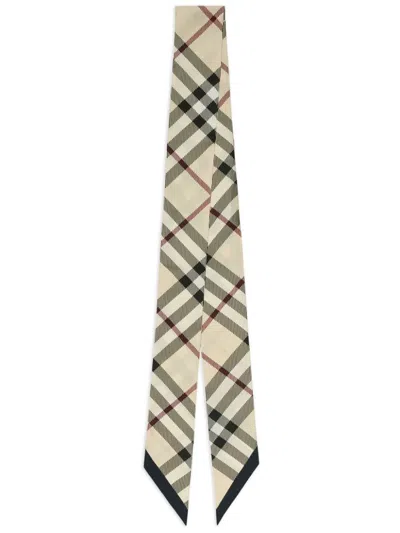 Burberry Thin Silk Check Scarf Accessories In Neutral