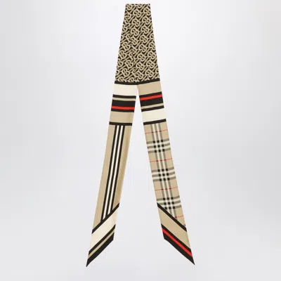 Burberry Womens Archive Beige Silk Twill Check-print Skinny Scarf