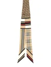 Burberry Triple Check Stripe Tb Silk Ribbon Scarf In Brown