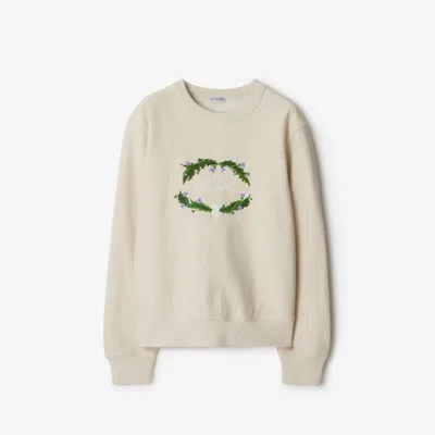 Burberry Off-white Thistle Logo Sweatshirt In Beige