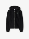 Burberry Thistle Logo Cotton Blend Zip Hoodie In Coal