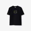 Burberry Logo-embroidered Cotton T-shirt In Coal
