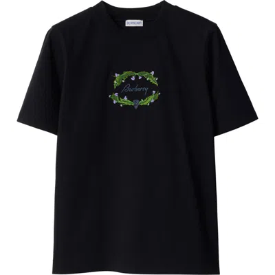 BURBERRY BURBERRY THISTLE LOGO COTTON T-SHIRT