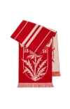 Burberry Womens Thistle Shield Football-motif Wool Scarf Poppy Red