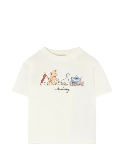 Burberry Babies' Thomas Bear And Friends Cotton T-shirt In White