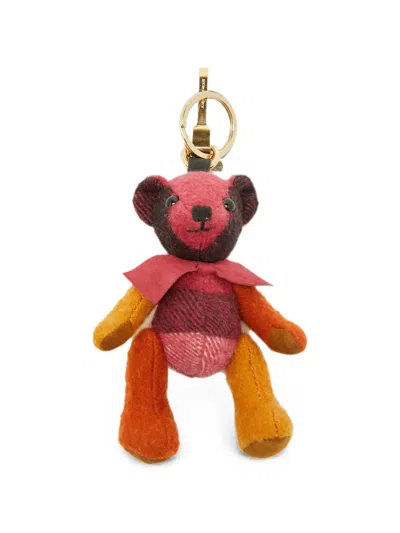Pre-owned Burberry Thomas Bear Bag Charm In Orange