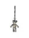 Burberry Teddy Bear Keyring In Textured Fabric With Unique Pattern In Green