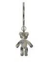 Burberry Teddy Bear Keyring In Textured Fabric With Unique Pattern In Grey