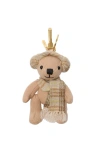 Burberry Thomas Bear Checked-scarf Bag Charm In Brown