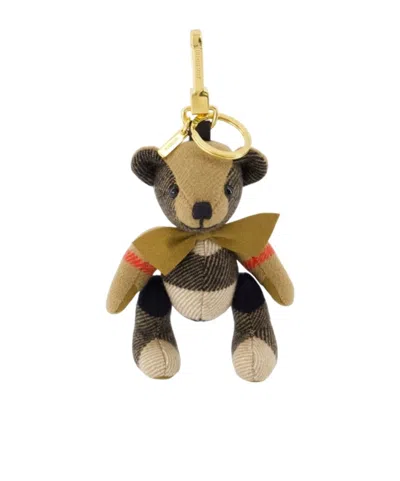 Burberry Thomas Bear Checked Keychain In Pink