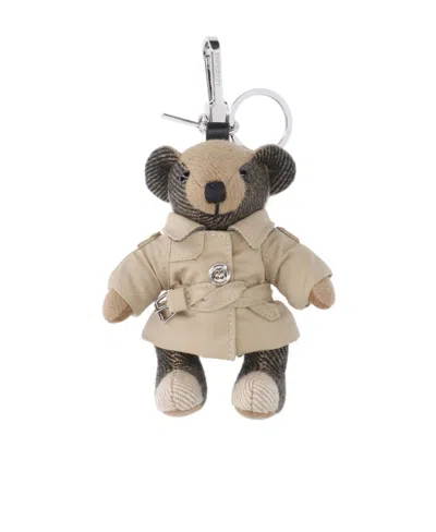 Burberry Bear Charm Keychain In Pattern