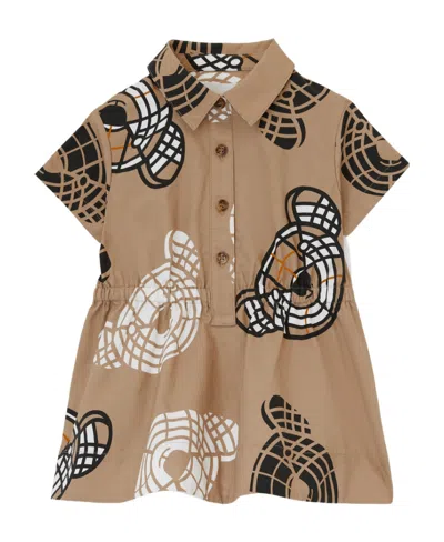 Burberry Thomas Bear-print Cotton Bloomers Dress In Brown