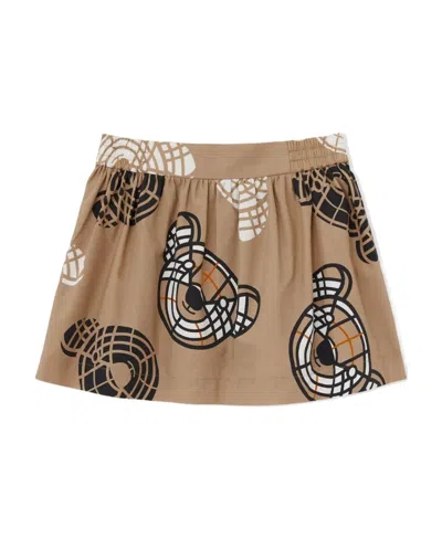 Burberry Thomas Bear-print Cotton Skirt In Brown