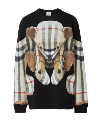Burberry Thomas Bear Printed Sweatshirt In Black