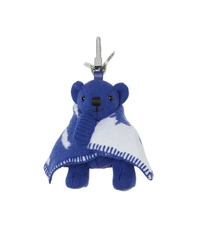 Burberry Thomas Bear Wool-blend Keyring In Blue
