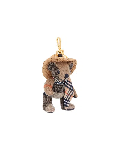 Burberry Thomas Bear Wool Keychain In Brown