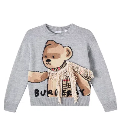 Burberry Kids' Thomas Bear Wool Sweater In Gray