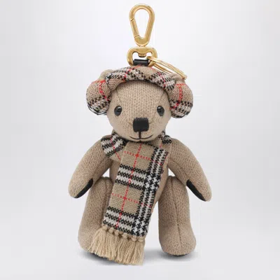 Burberry Teddy Bear Keyring Gold Tone Hardware In Pattern