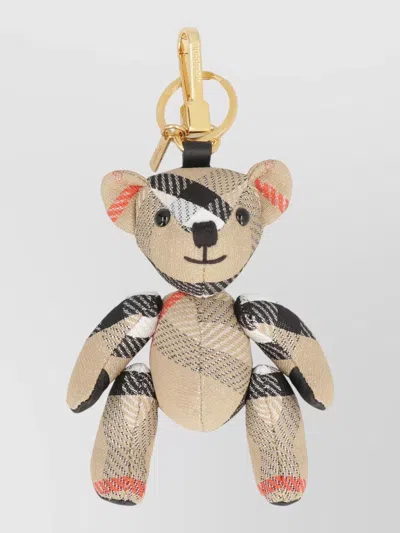 Burberry Thomas Teddy Bear Check Keyring Charm In Brown