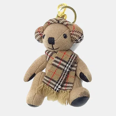 Pre-owned Burberry Thomas The Bear Cashmere Wool Keyring And Bag Charm In Multicolor