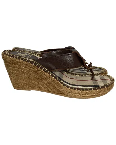 Burberry Thong Canvas Wedge Espadrille In Multi