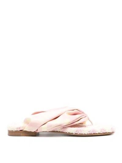 Burberry Check Print Leather Thong Sandals In White