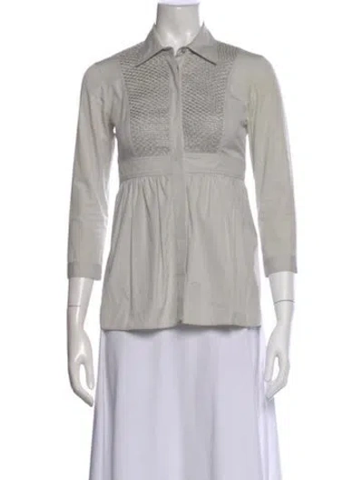 Pre-owned Burberry Three-quarter Sleeve Blouse In Gray