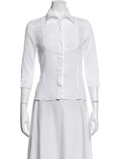 Pre-owned Burberry Three-quarter Sleeve Blouse In White