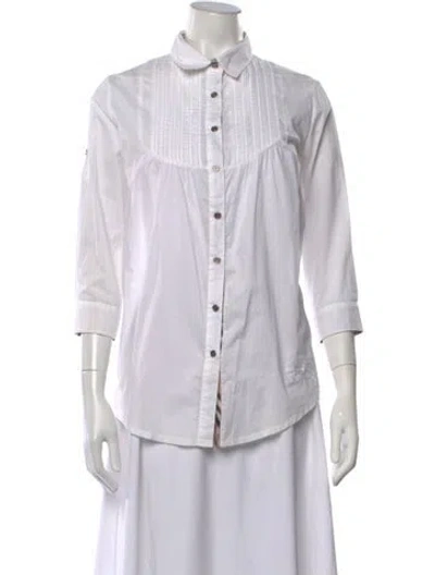 Pre-owned Burberry Three-quarter Sleeve Button-up Top In White
