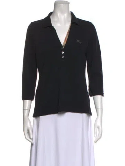 Pre-owned Burberry Three-quarter Sleeve Polo In Black