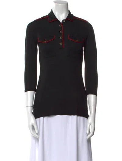 Pre-owned Burberry Three-quarter Sleeve Polo In Black