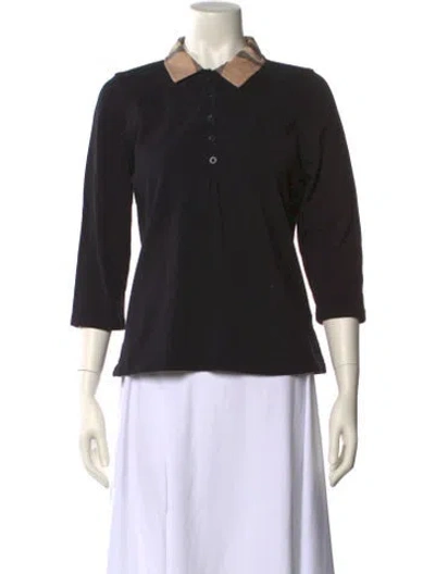 Pre-owned Burberry Three-quarter Sleeve Polo In Black