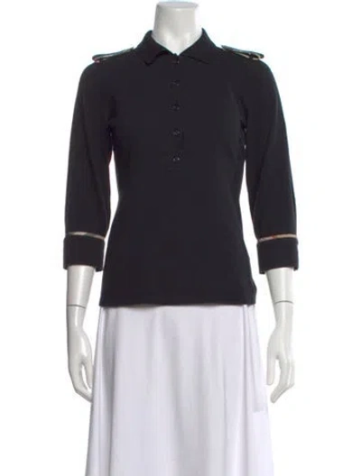 Pre-owned Burberry Three-quarter Sleeve Polo In Black