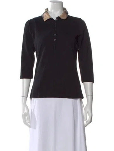 Pre-owned Burberry Three-quarter Sleeve Polo In Black