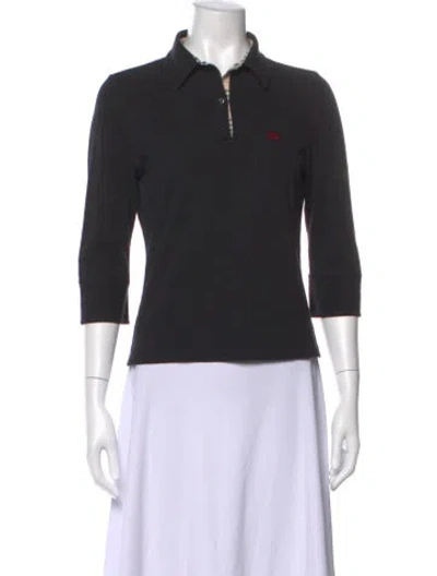 Pre-owned Burberry Three-quarter Sleeve Polo In Black