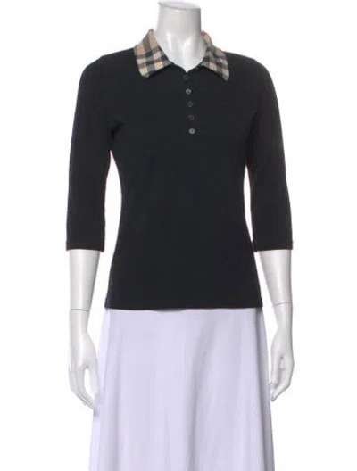 Pre-owned Burberry Three-quarter Sleeve Polo In Black