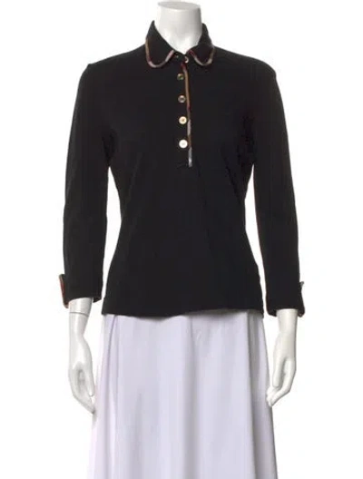 Pre-owned Burberry Three-quarter Sleeve Polo In Black