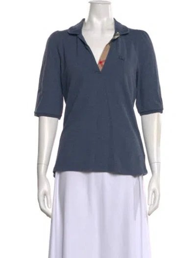 Pre-owned Burberry Three-quarter Sleeve Polo In Blue