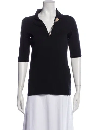 Pre-owned Burberry Three-quarter Sleeve Polo In Blue