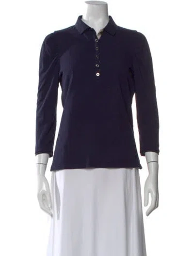 Pre-owned Burberry Three-quarter Sleeve Polo In Blue